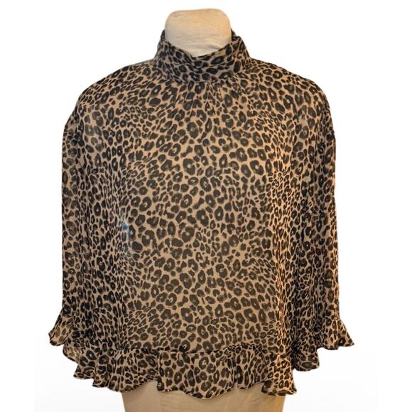 Sanctuary Adore Me Blouse French Kitty Sz. L Cheetah Print Flowy - Picture 1 of 9